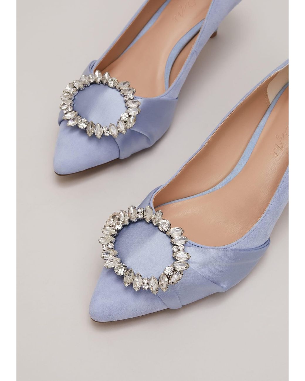 Phase Eight White Embellished Kitten Heel Shoes