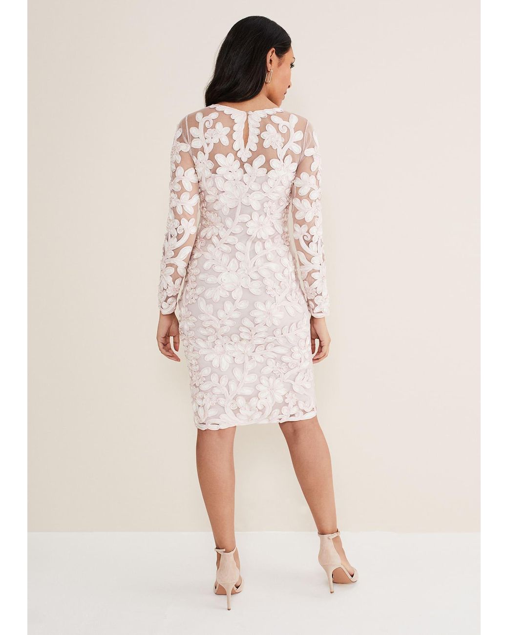 Phase Eight Natural Petite Annika Tapework Dress