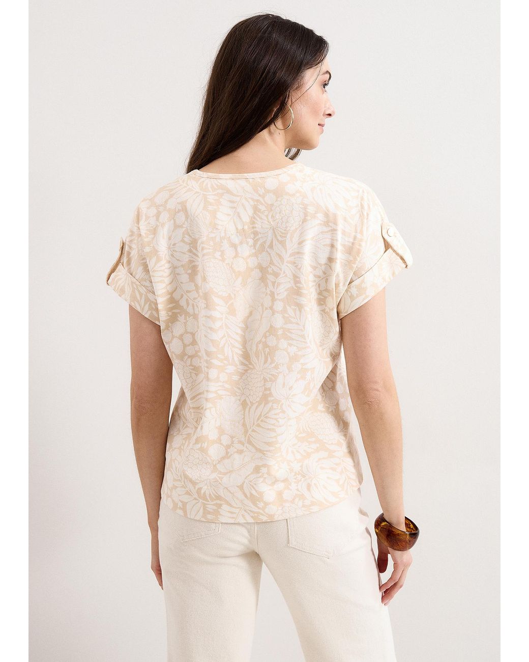Phase Eight Natural Kayla Tab Detail T-Shirt