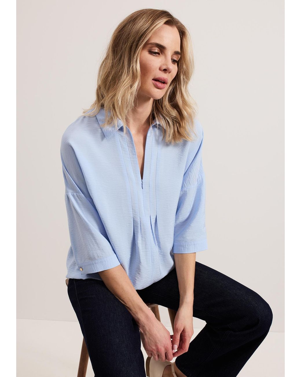 Phase Eight White Cynthia Pleat Zip Front Shirt