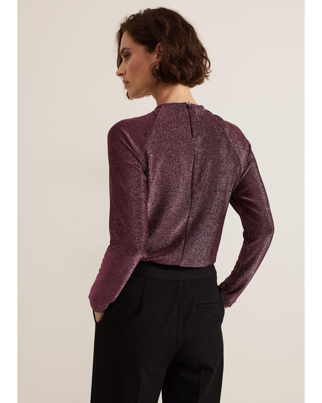 Phase Eight Natural Stella Twist Neck Shimmer Top