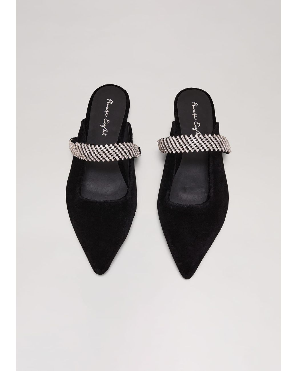 Phase Eight White Velvet Sparkle Flat Mule