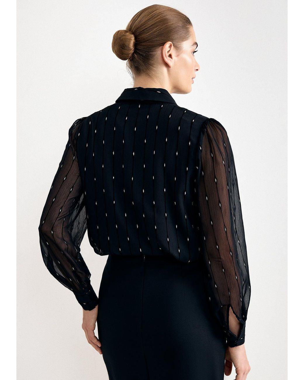 Phase Eight Blue Tessa Sparkle Long Sleeve Blouse