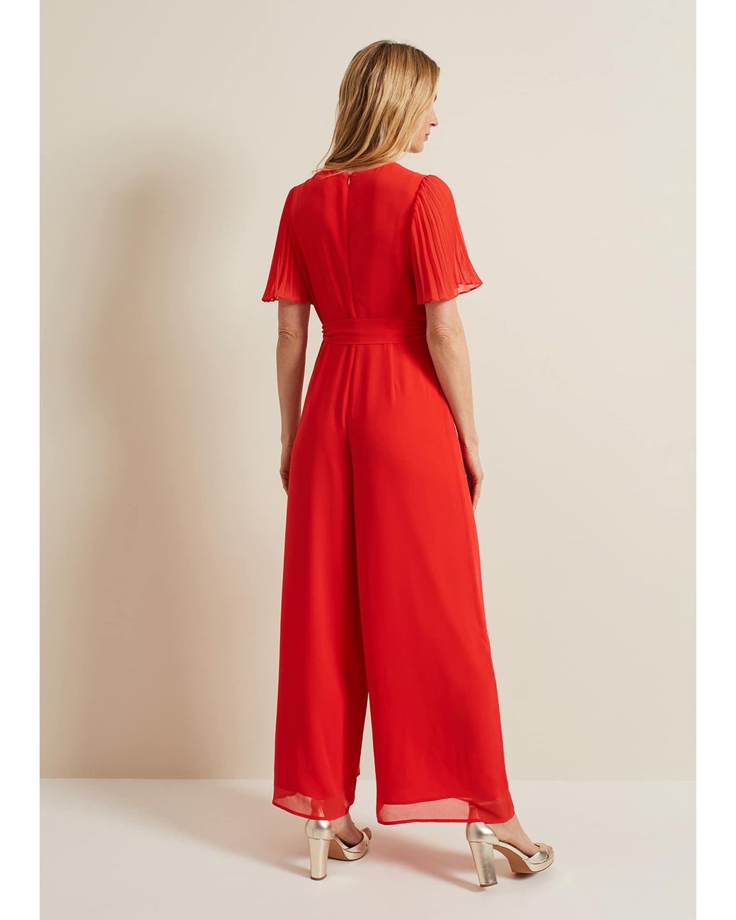 Phase Eight Red Kendall Pleat Jumpsuit