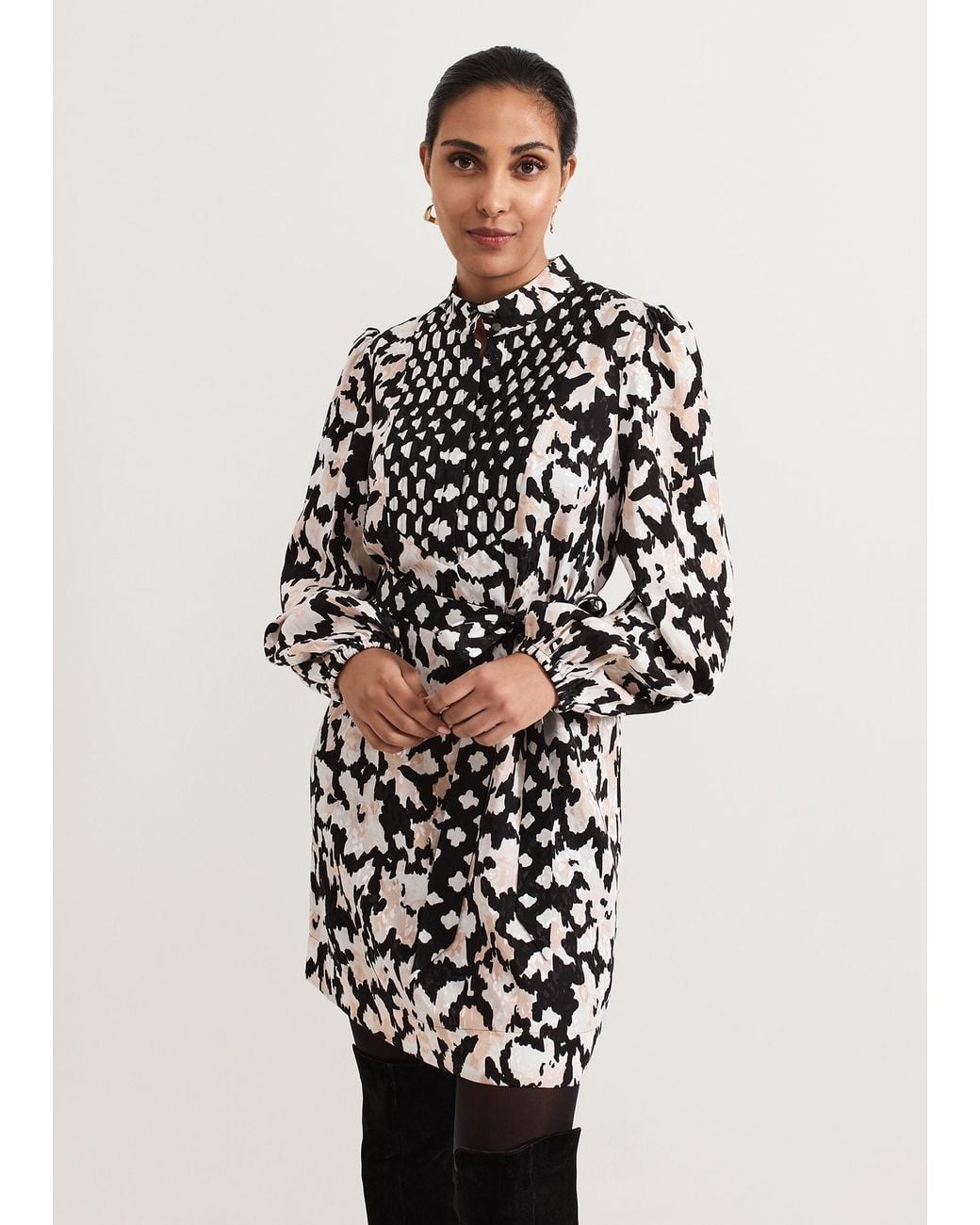 Phase Eight White Petite Dolly Jacquard Mini Tunic Dress