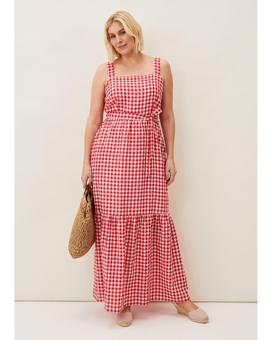 Phase Eight Pink Geri Gingham Maxi Dress