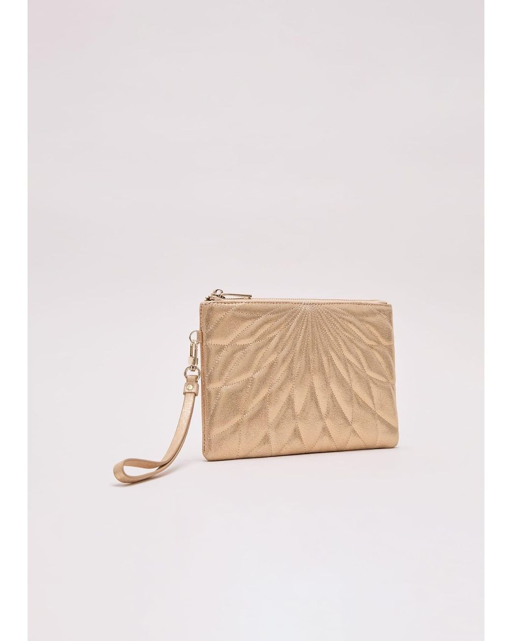 Phase Eight Natural Leather Crossover Stitch Clutch Bag