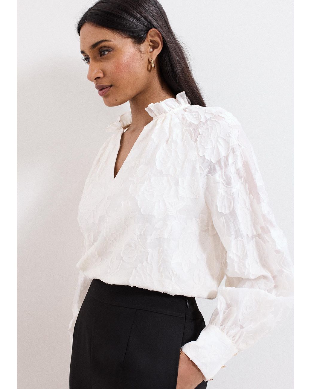 Phase Eight White Amal Textured Blouse