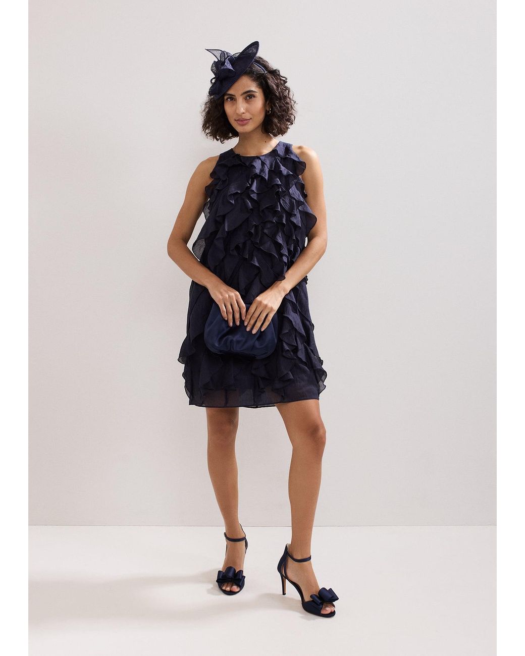 Phase Eight Blue Latara Ruffle Short Dress