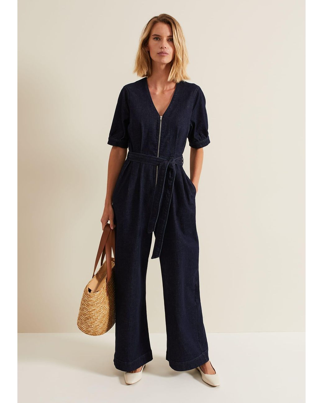 Phase Eight Blue Florisa Denim Jumpsuit