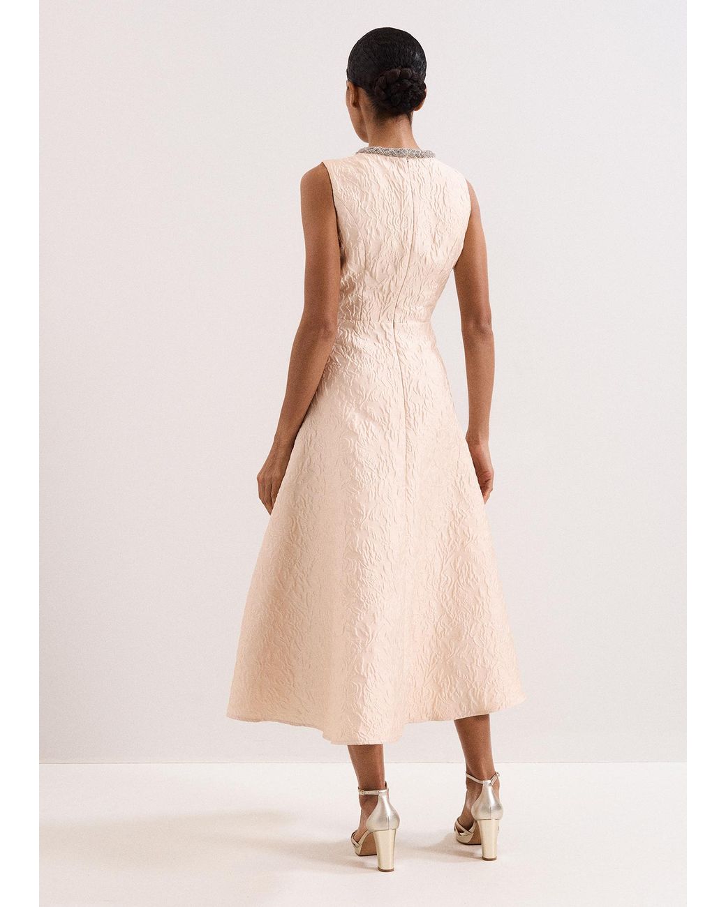Phase Eight Pink Imani Jacquard Midi Dress
