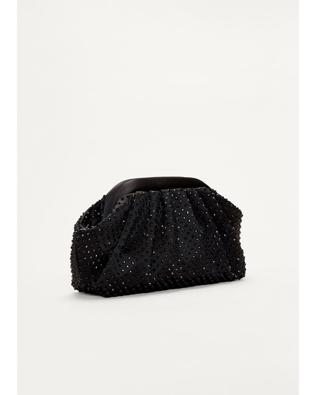 Phase Eight Black Satin Hot Fix Clutch Bag