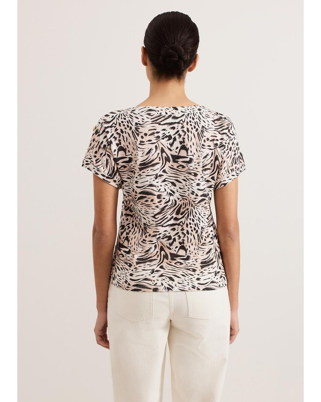 Phase Eight Natural Suzie Button Detail Printed Top