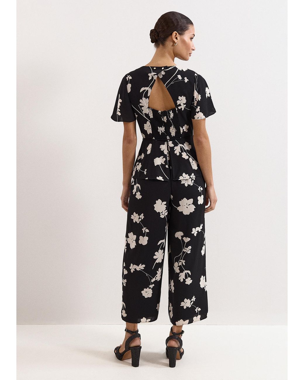 Phase Eight White Petite Jolie Floral Peplum Jumpsuit