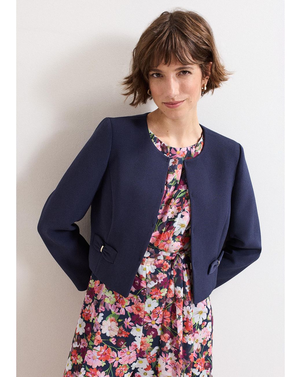Phase Eight Blue Pheebs Textured Bow Detail Jacket