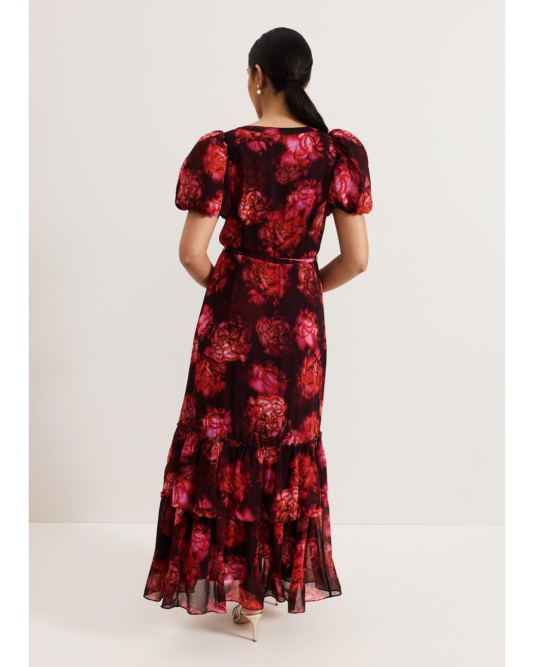 Phase Eight Red Petite Amaris Floral Sleeve Maxi Dress