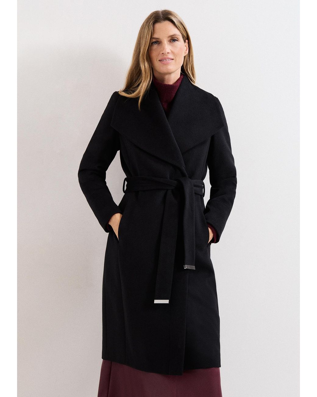 Phase Eight Black Nicci Wool Belted Coat