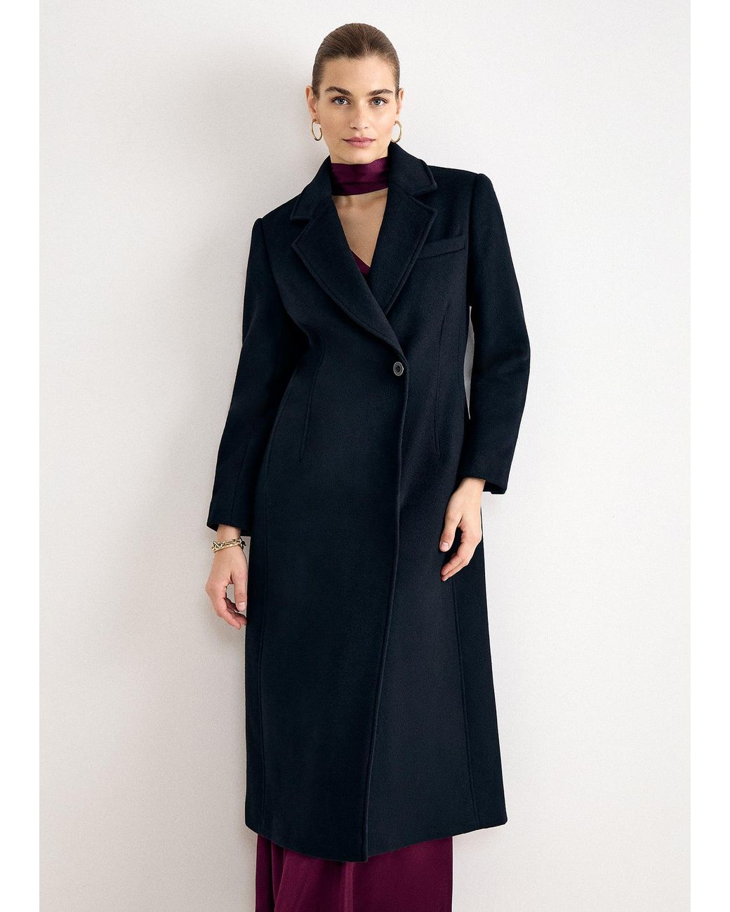 Phase Eight Blue Petite Cailyn Maxi Waist Detail Coat