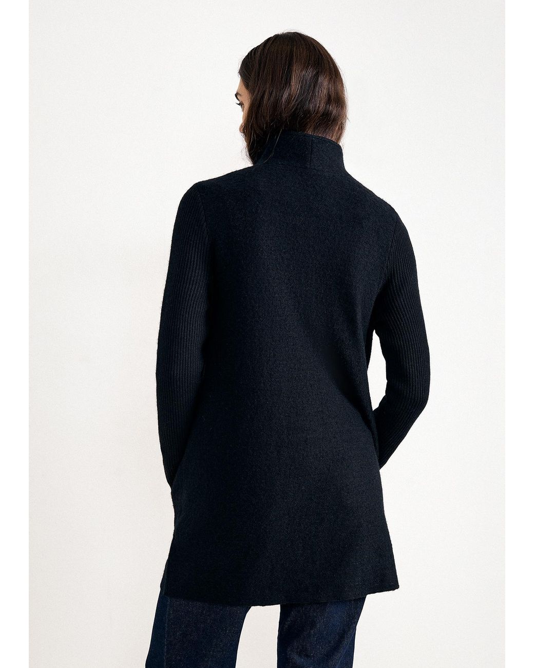 Phase Eight Black Byanca Zip Knit Coat