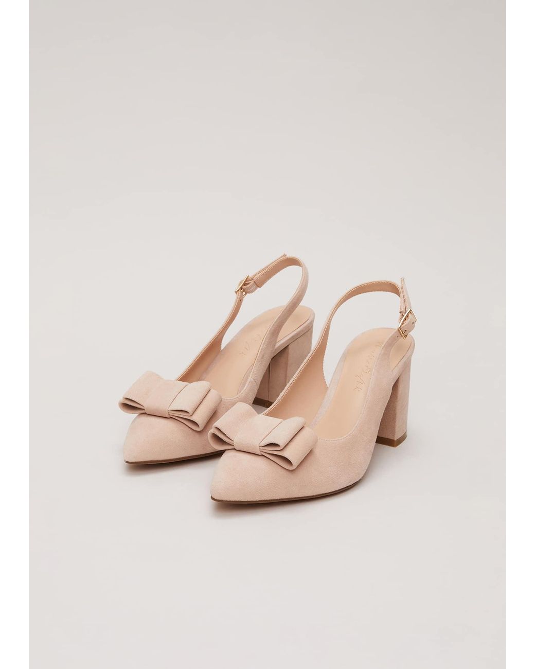 Phase Eight Blue Bow Front Slingback Block Heel Shoes