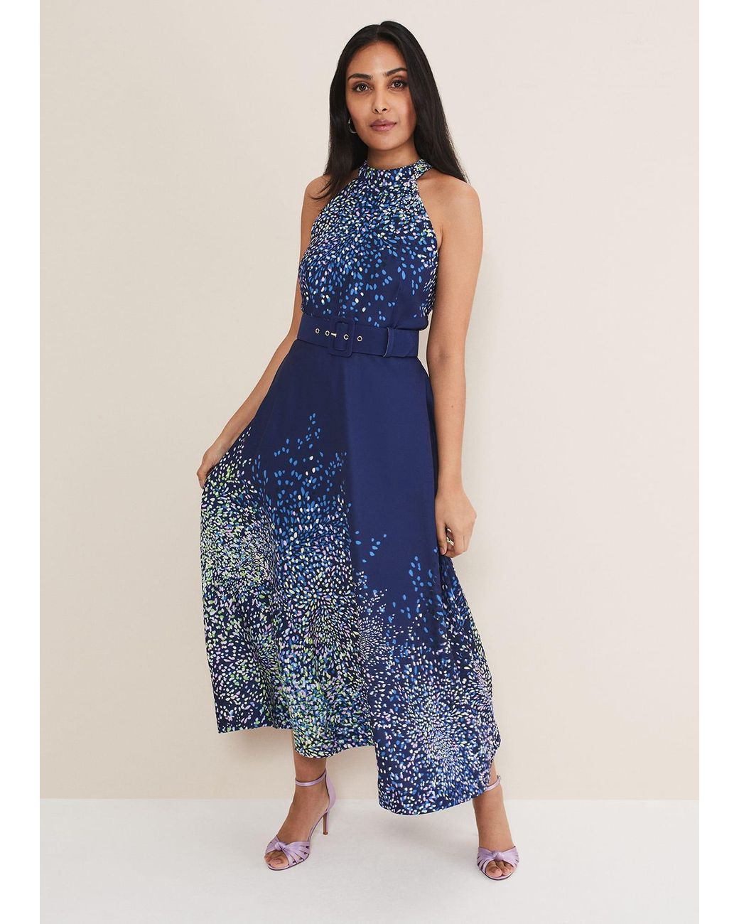 Phase Eight Blue Petite Clea Ditsy Midi Dress