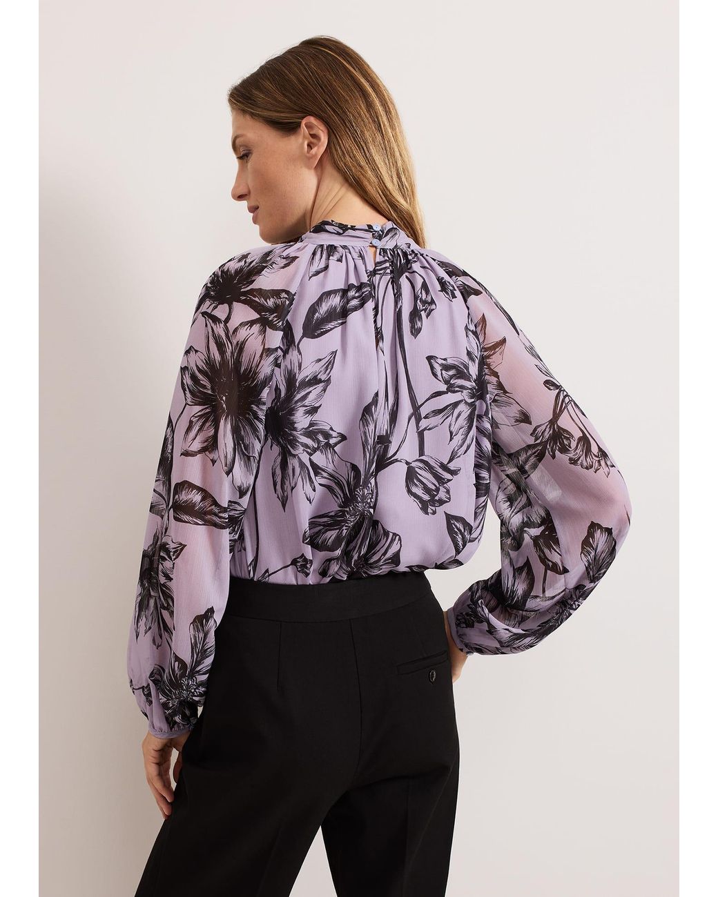 Phase Eight Purple Aretta Floral Print Blouse