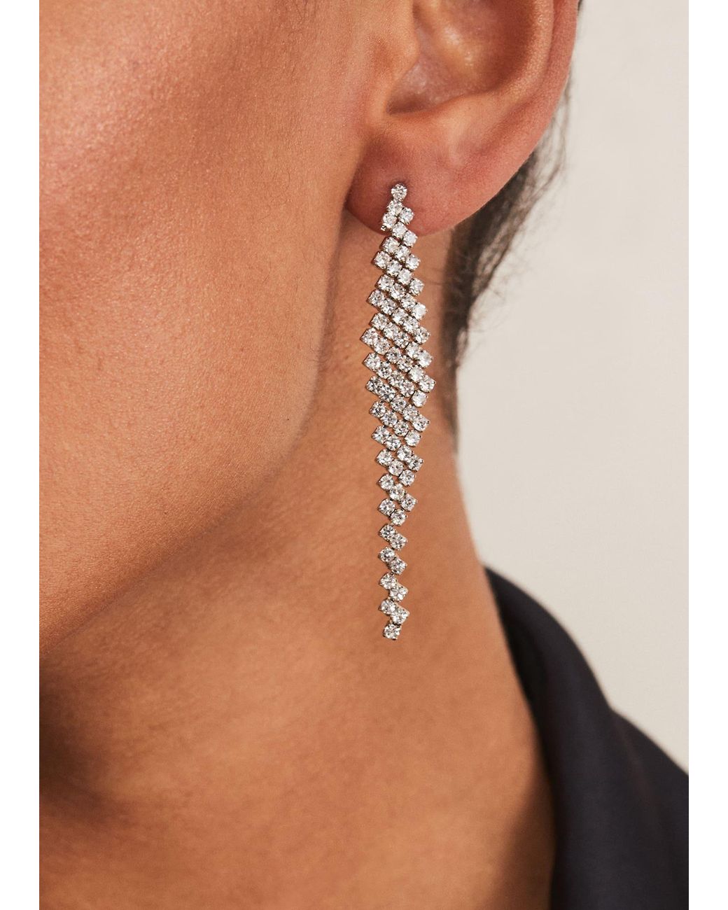 Phase Eight Black Graduated Stone Drop Earrings