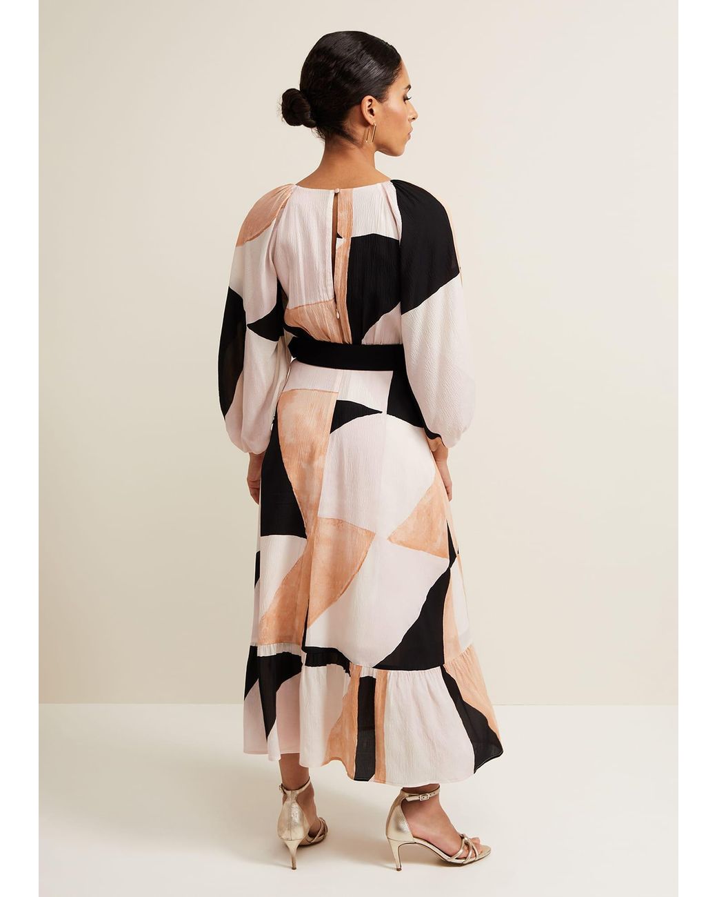 Phase Eight Natural Petite Sophia Colour Block Belted Dress