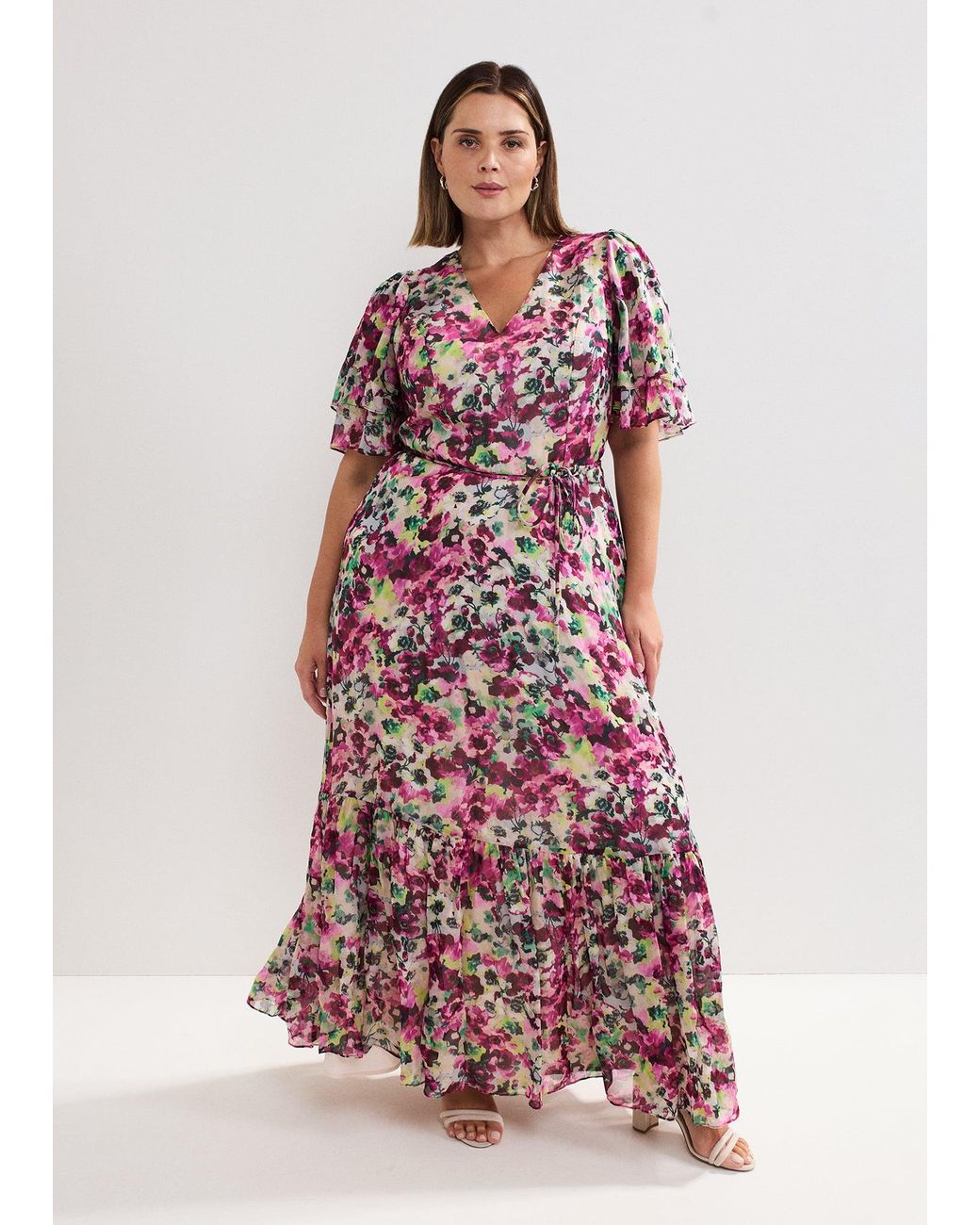 Phase Eight White Floral Ruffle Maxi Dress