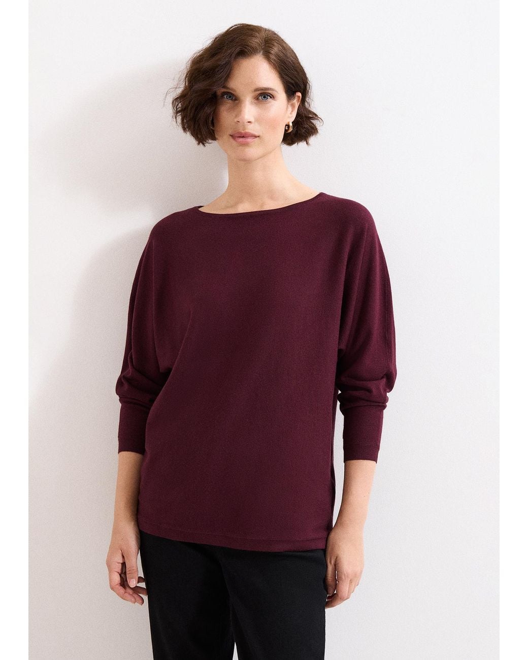 Phase Eight Purple Cristine Batwing Longline Knitted Jumper