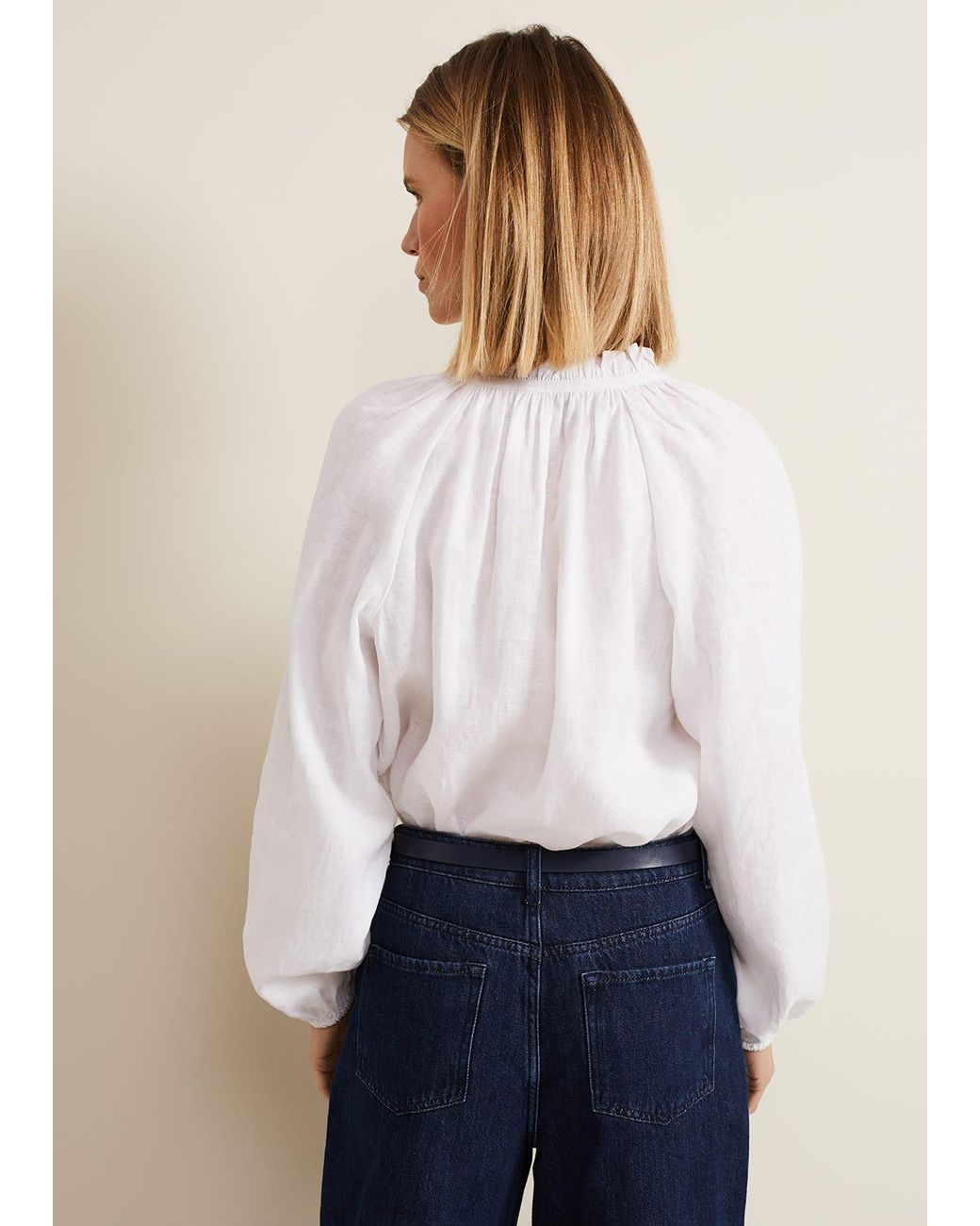Phase Eight White Nova Linen Blouse