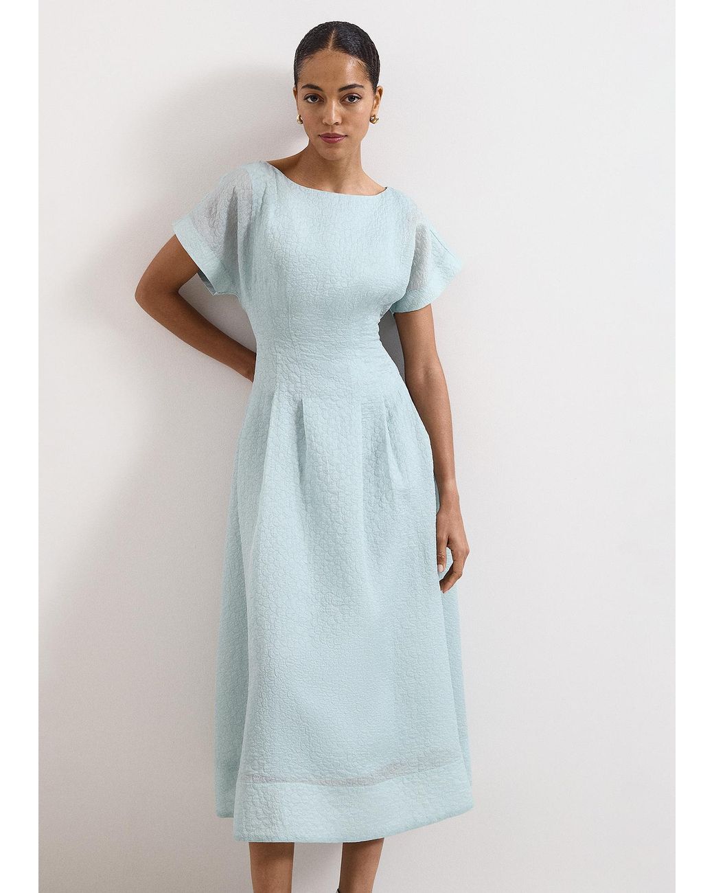Phase Eight Blue Laya Textured Midi Dress