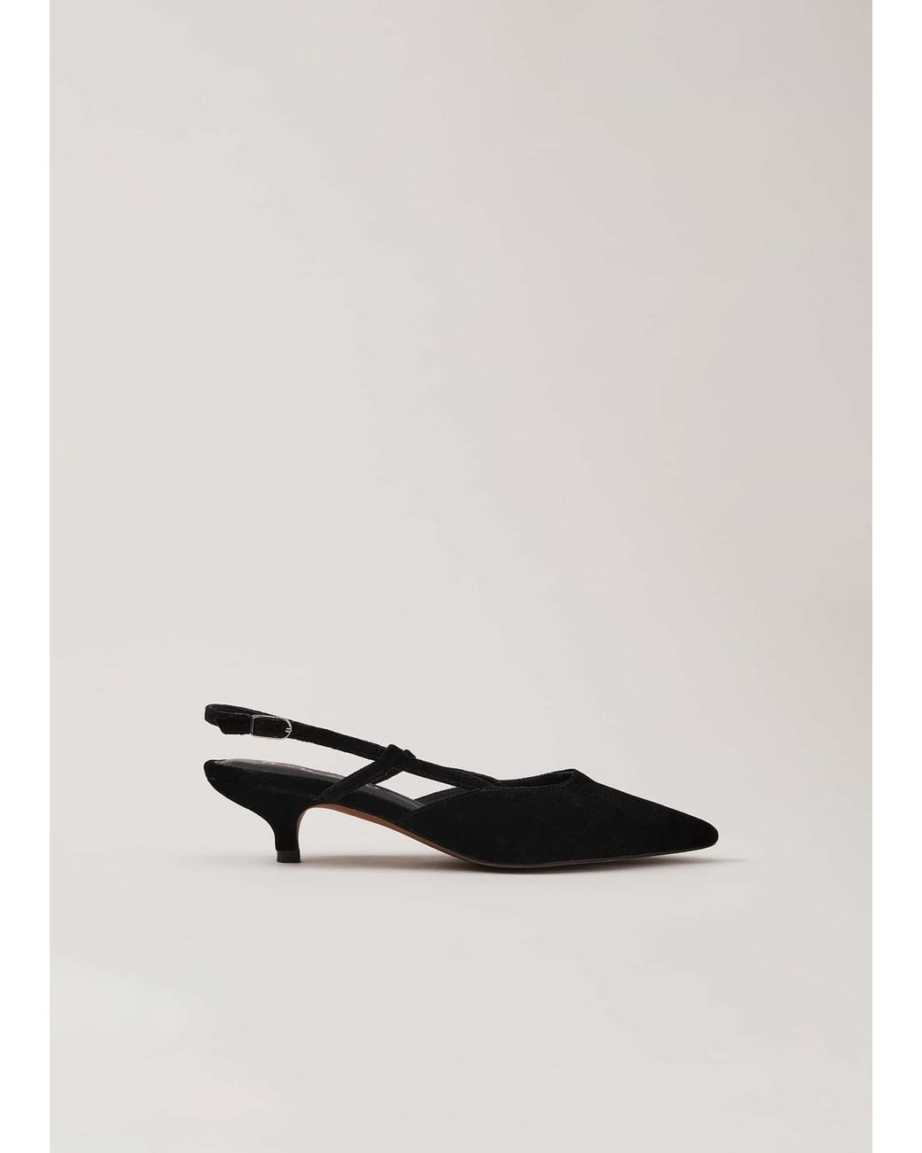 Phase Eight White Velvet Slingback Kitten Heels