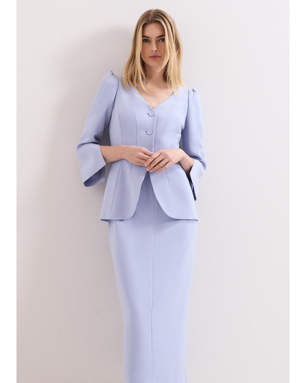 Phase Eight Blue Gabriela Long Sleeve Midi Dress