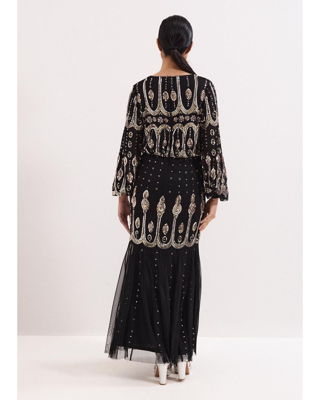 Phase Eight Black Petite Sasha Beaded Maxi Dress