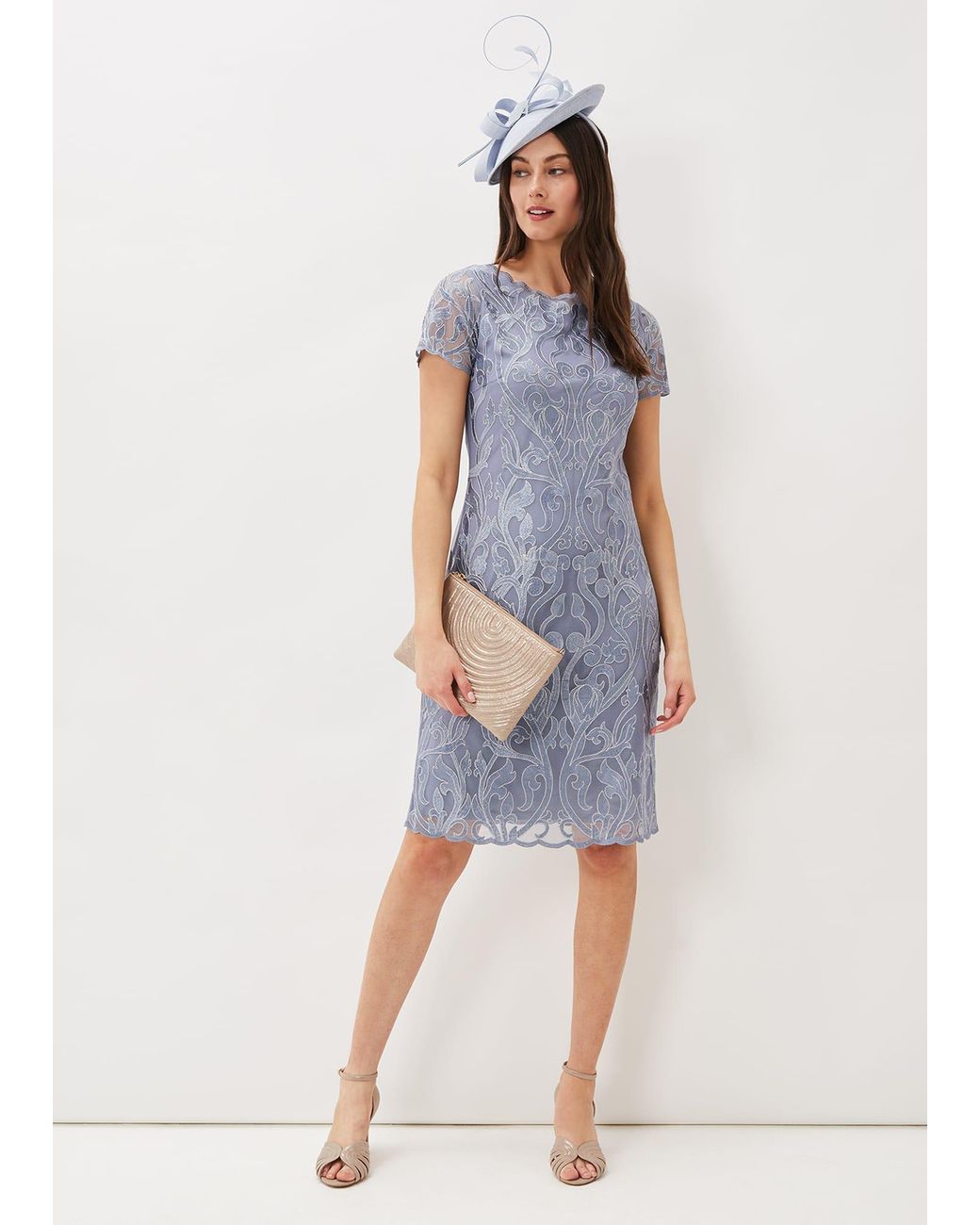 Phase Eight Blue Bea Embroidered Dress