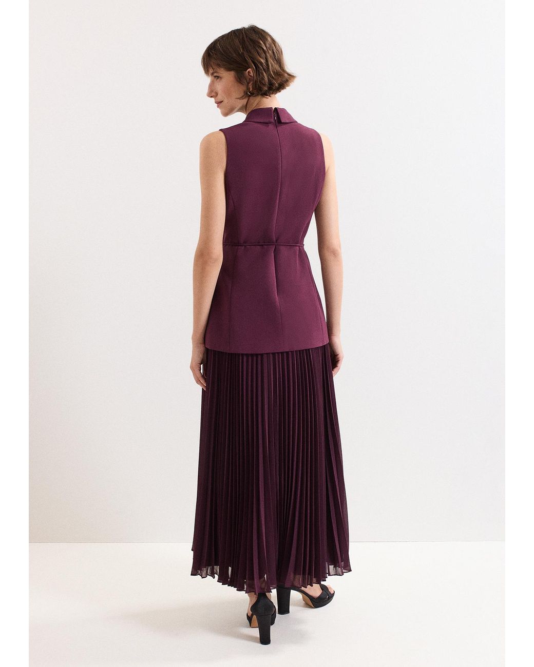 Phase Eight Purple Becky Tux Pleated Midi Dress
