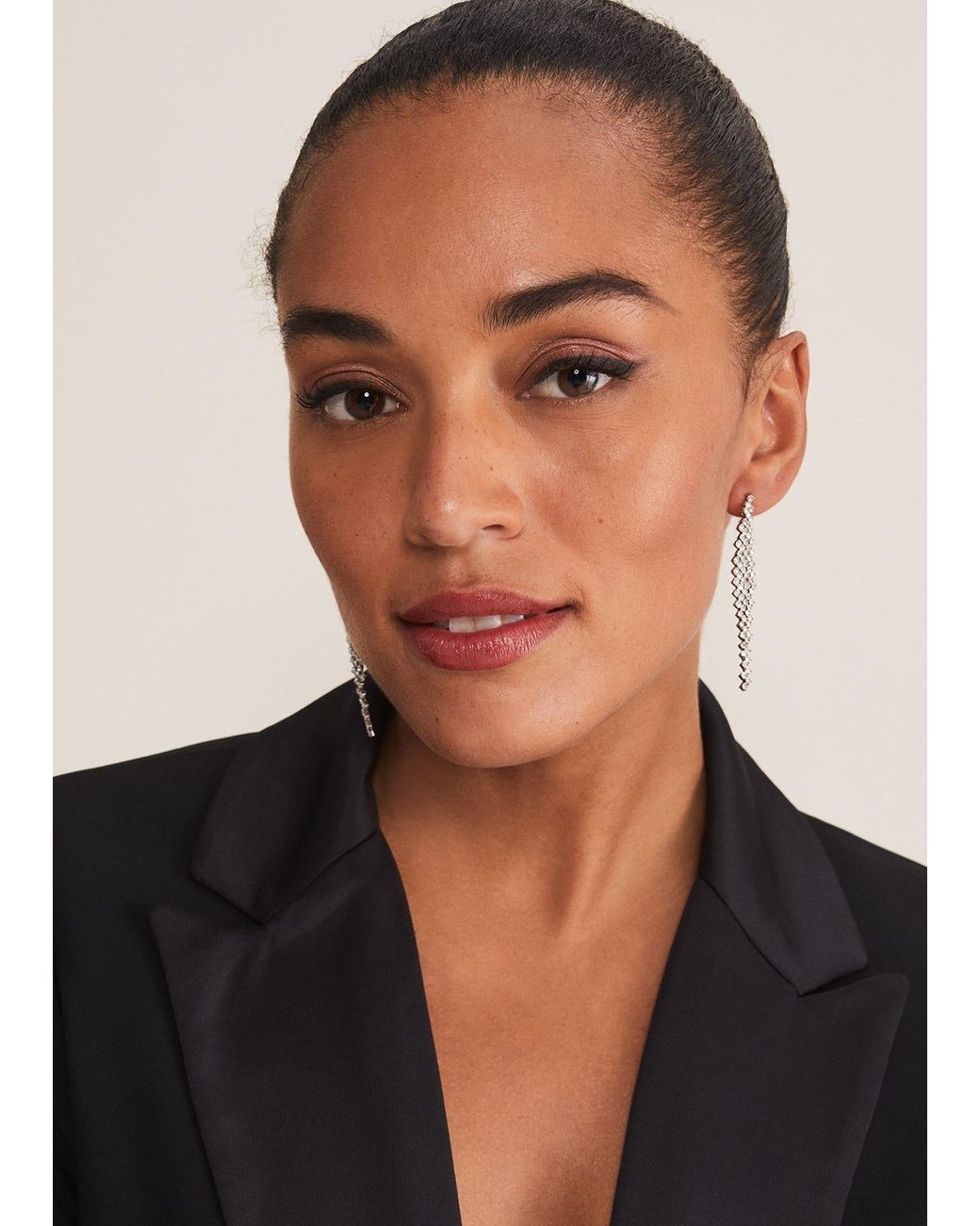 Phase Eight Black Graduated Stone Drop Earrings