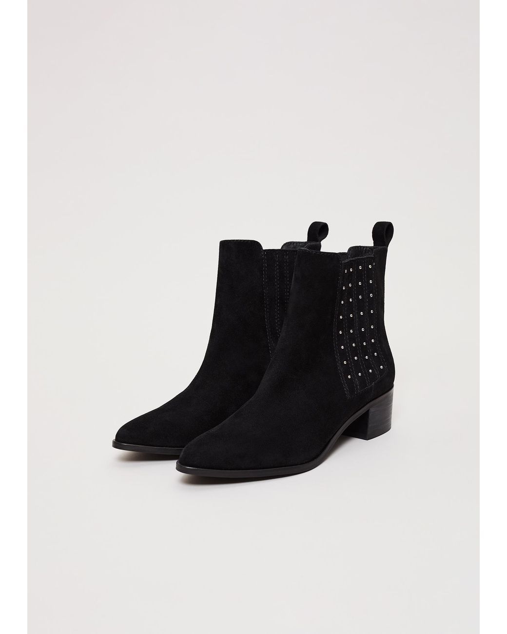 Phase Eight White Suede Studded Ankle Boot