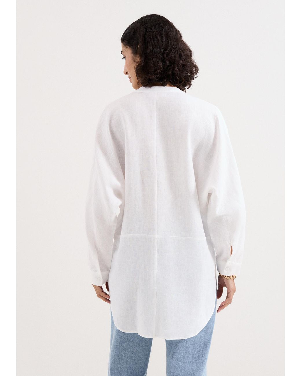 Phase Eight White Mathilde Linen Longline Shirt