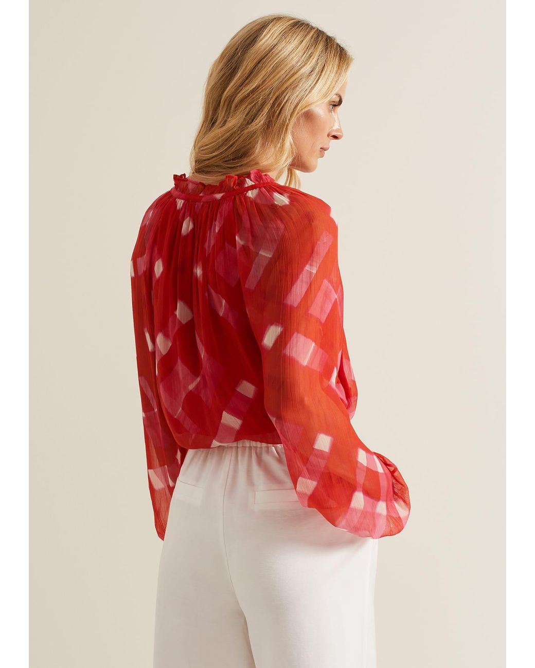 Phase Eight Red Megan Check Print Blouse