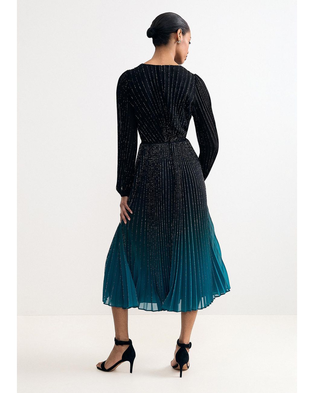 Phase Eight Blue Simara Long Sleeve Ombre Midi Dress