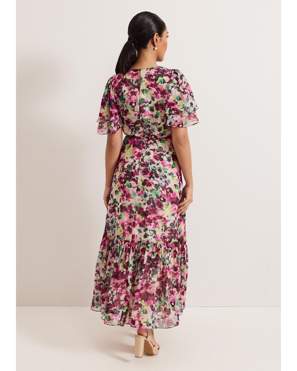 Phase Eight White Petite Floral Ruffle Maxi Dress