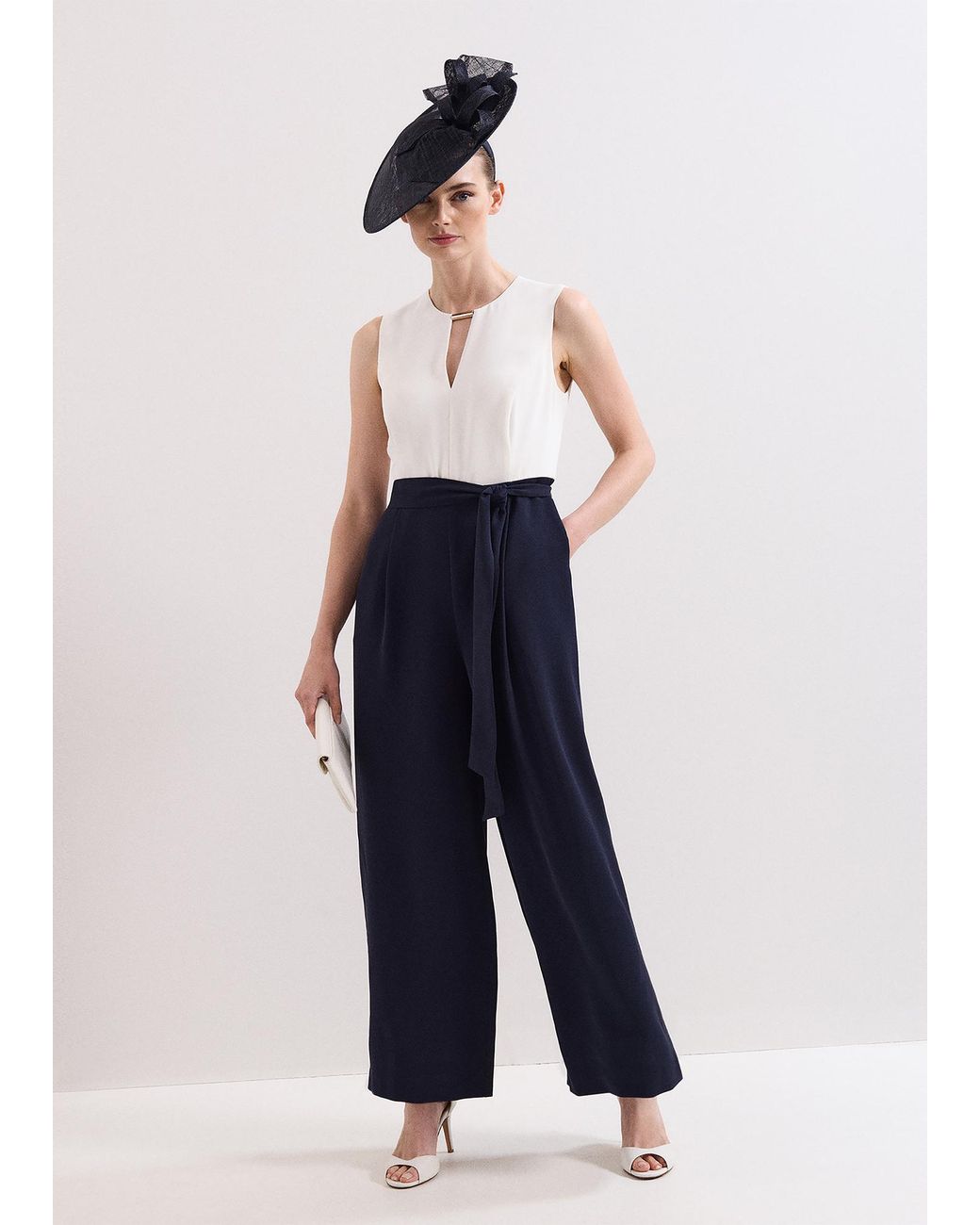 Phase Eight Blue Petite Brylee Wide Leg Jumpsuit