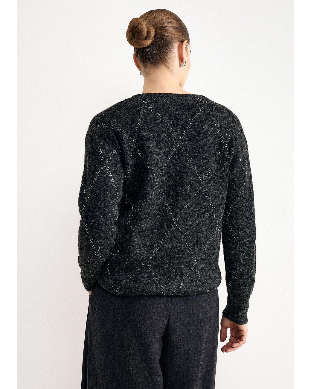 Phase Eight Black Fenia Alpaca Blend Diamond V Neck Jumper