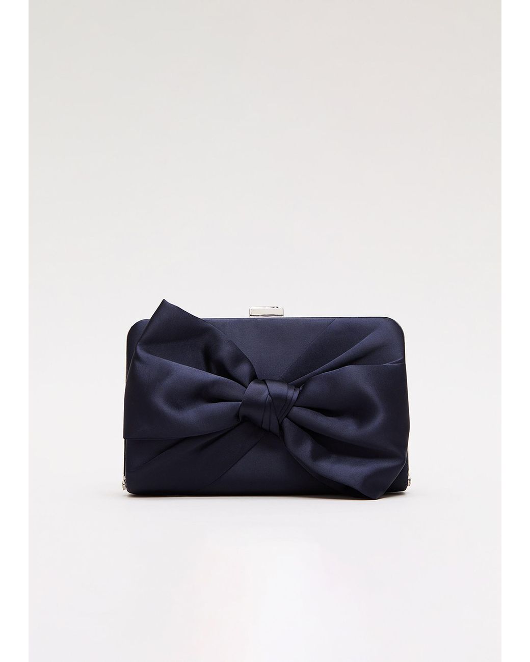 Phase Eight Blue Satin Knot Front Box Clutch Bag