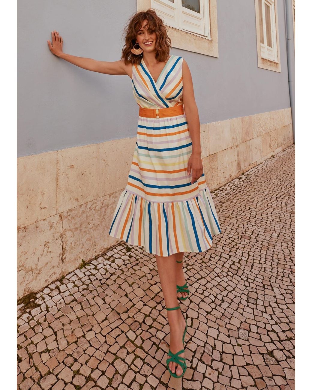 Phase Eight Multicolor Riley Cotton Striped Midi Dress