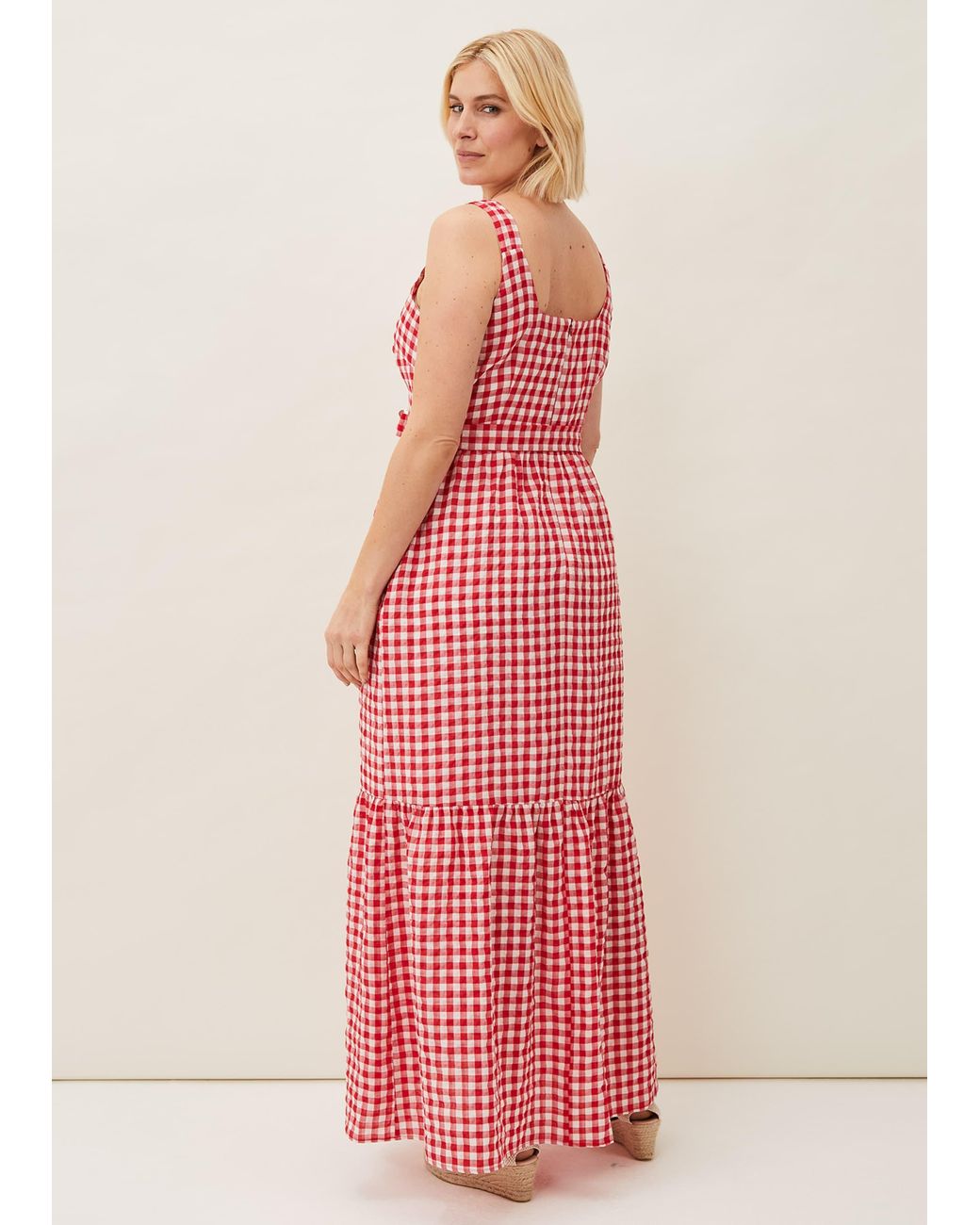 Phase Eight Pink Geri Gingham Maxi Dress
