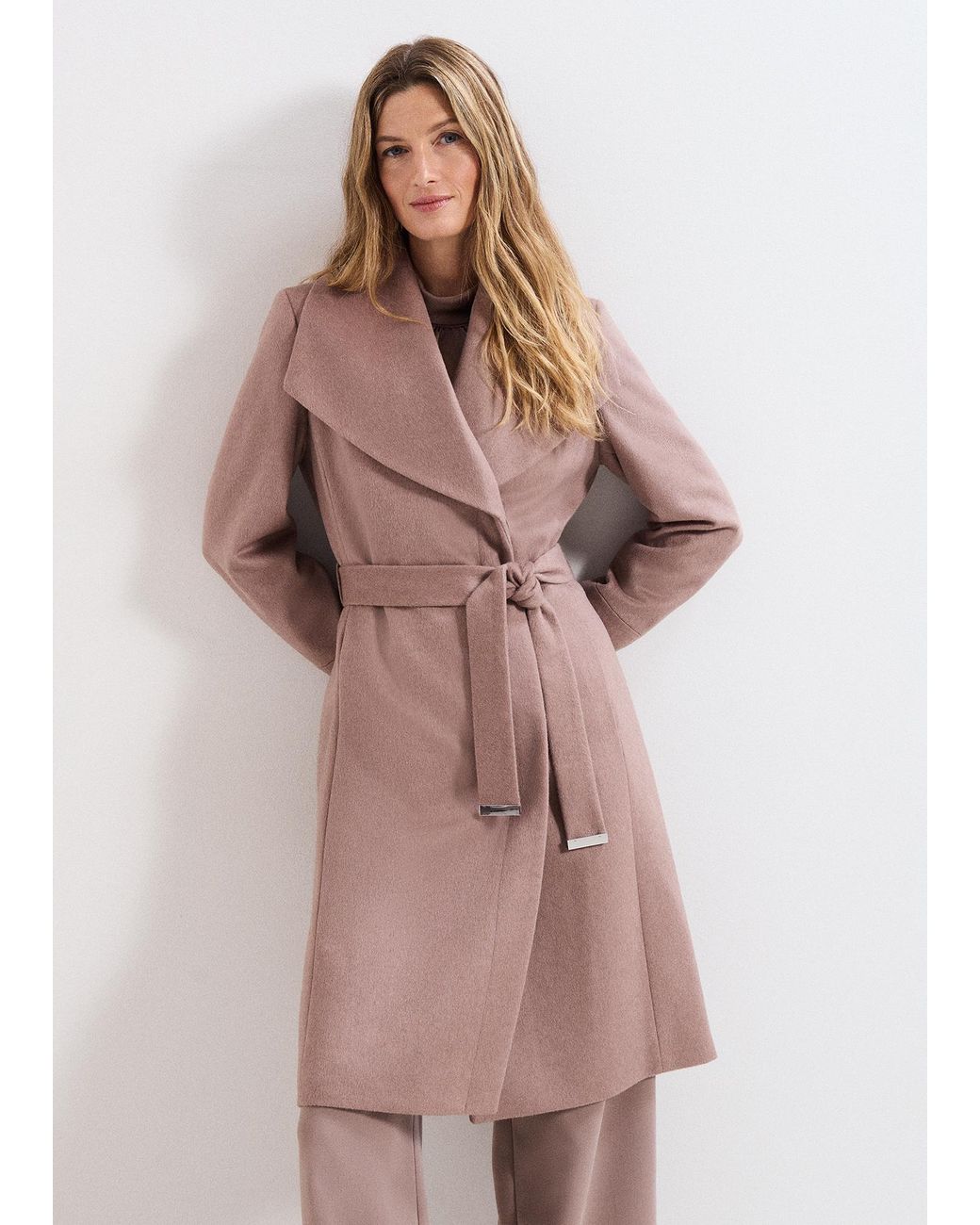 Phase Eight Pink Nicci Belted Wool Coat