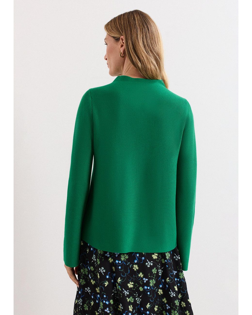 Phase Eight Green Julia Peplum Compact Knit